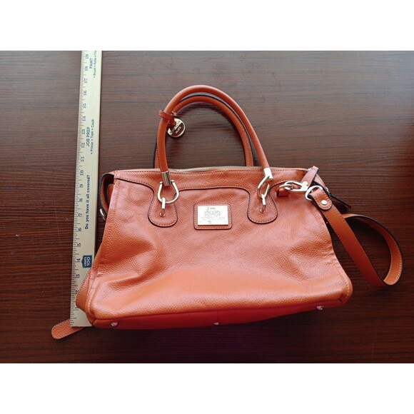 Rowallan Of Scotland Pebble Leather Purse Handbag Cognac Double Handle EUC - Picture 7 of 10